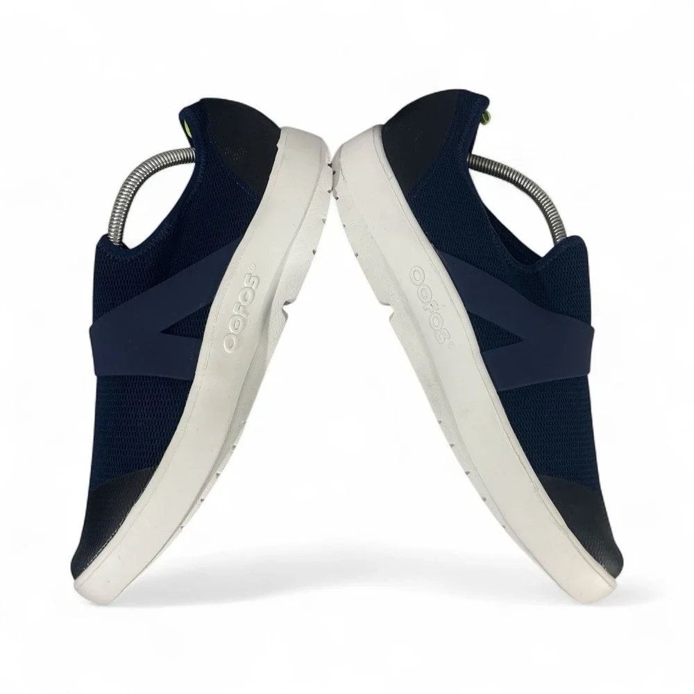 OOFOS OOmg‎ Mesh Low Men's Trainer Navy/White Slip‑On Comfort Recovery Size 12.5